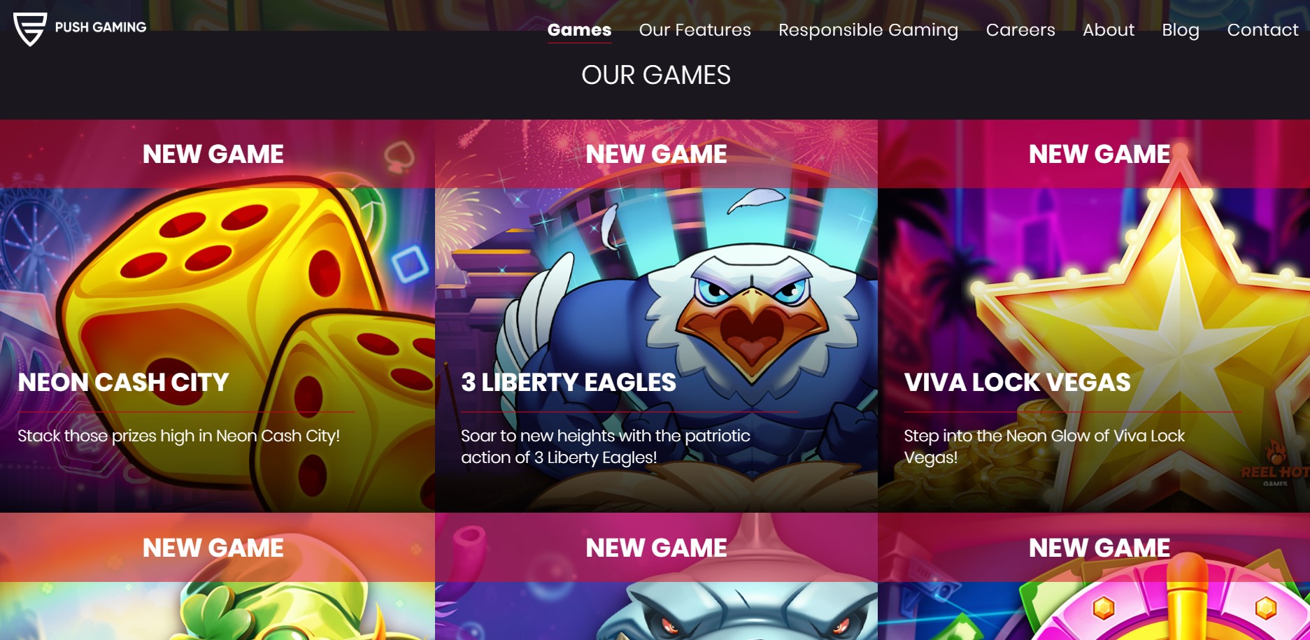 Push Gaming tīmekļvietne
